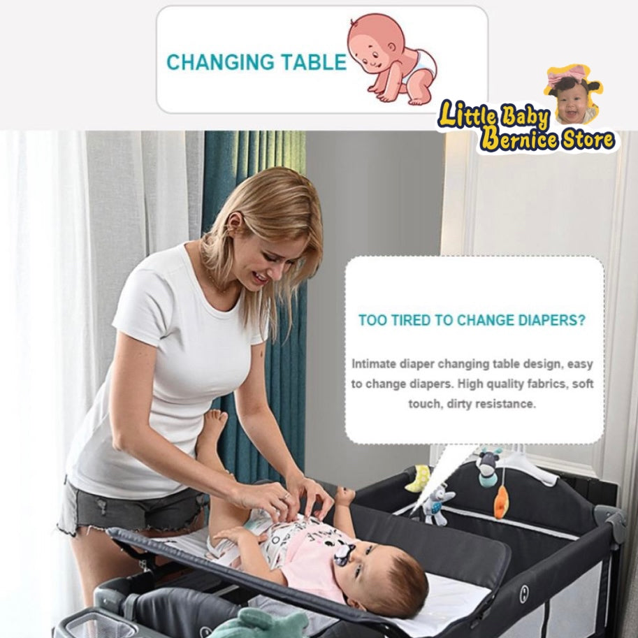 Baby Cot Multifunctional 2 Layer Portable Infant Baby Cot Playpen Travel Cot Bed With Side Slide Door