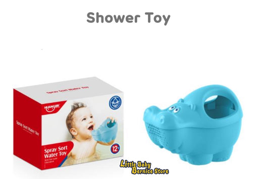 [INSTOCK] Spray Sort Water Blue Hippo Shower Toy