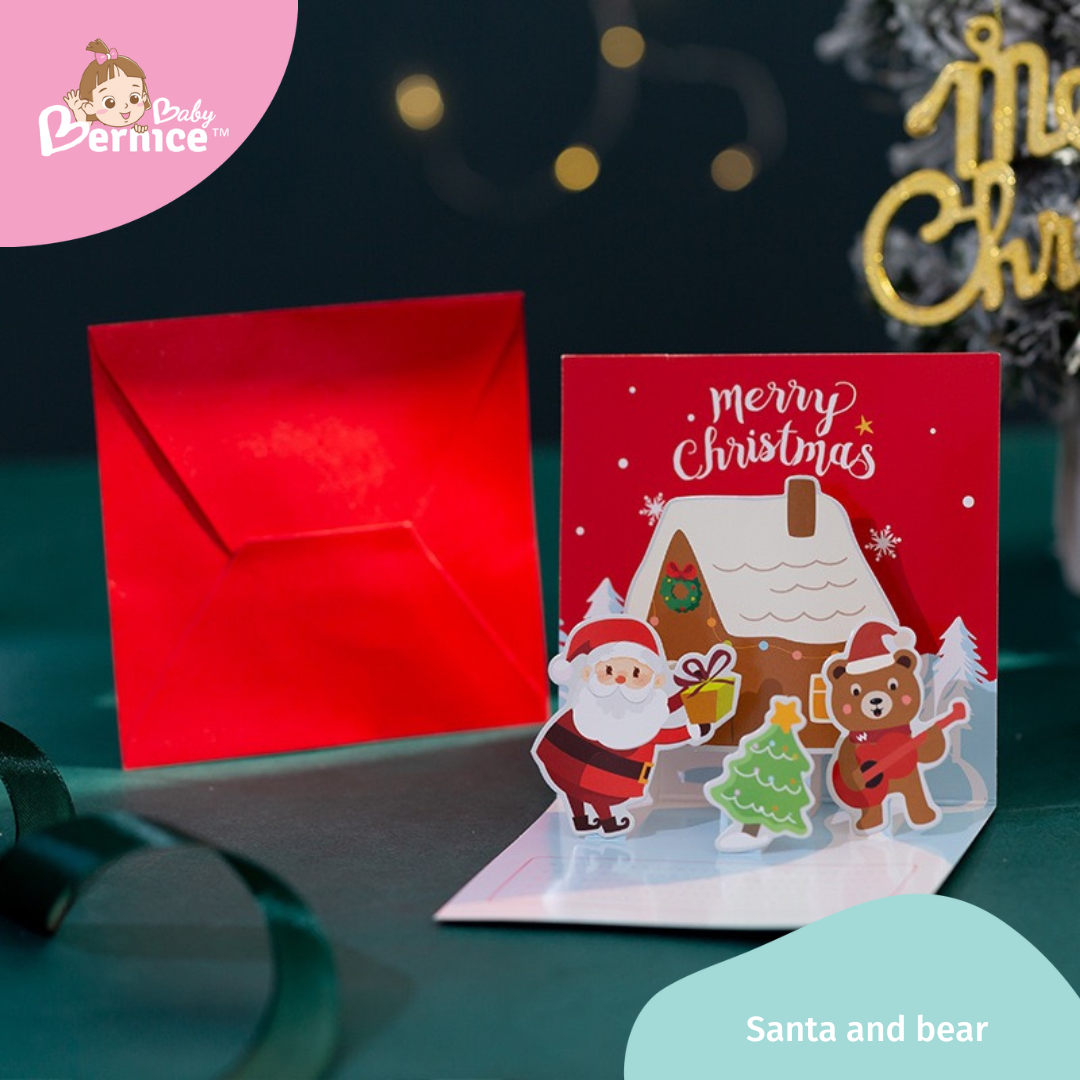 3D three dimensional christmas greeting card with envelope