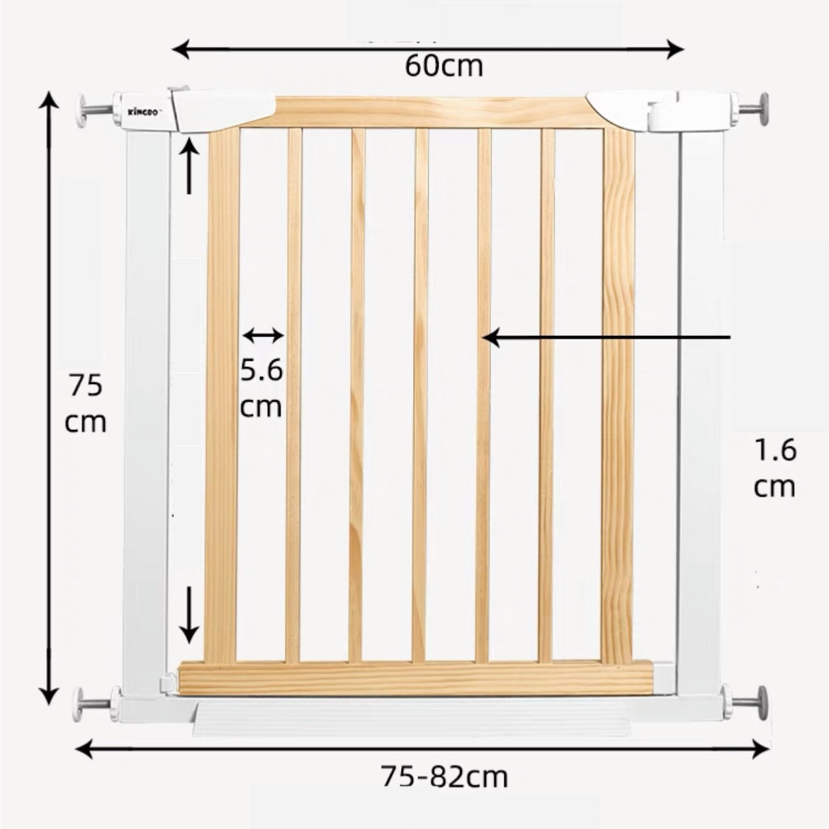 Pine Wood and White Metal Baby Safety Gate / Pets Safety Gate