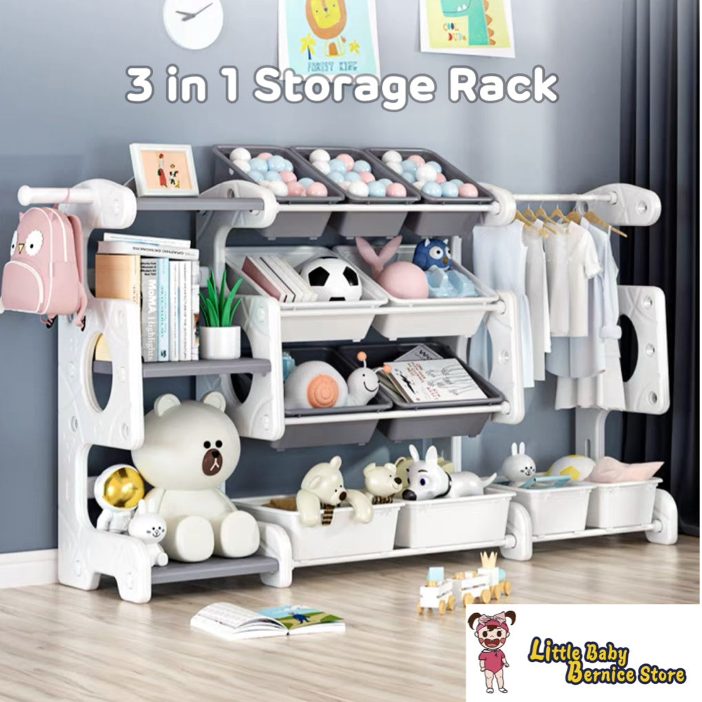 [INSTOCK] Kids Toys Storage Organiser Bookshelf and Clothes Hanger