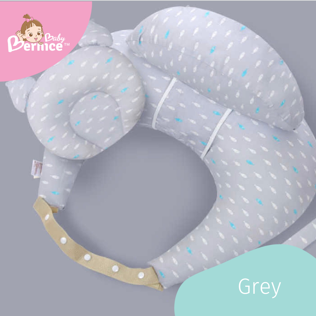 Nursing Pillow and Positioner for Baby Breastfeeding with Detachable Pocket, Head Pillow & Surround Pillow