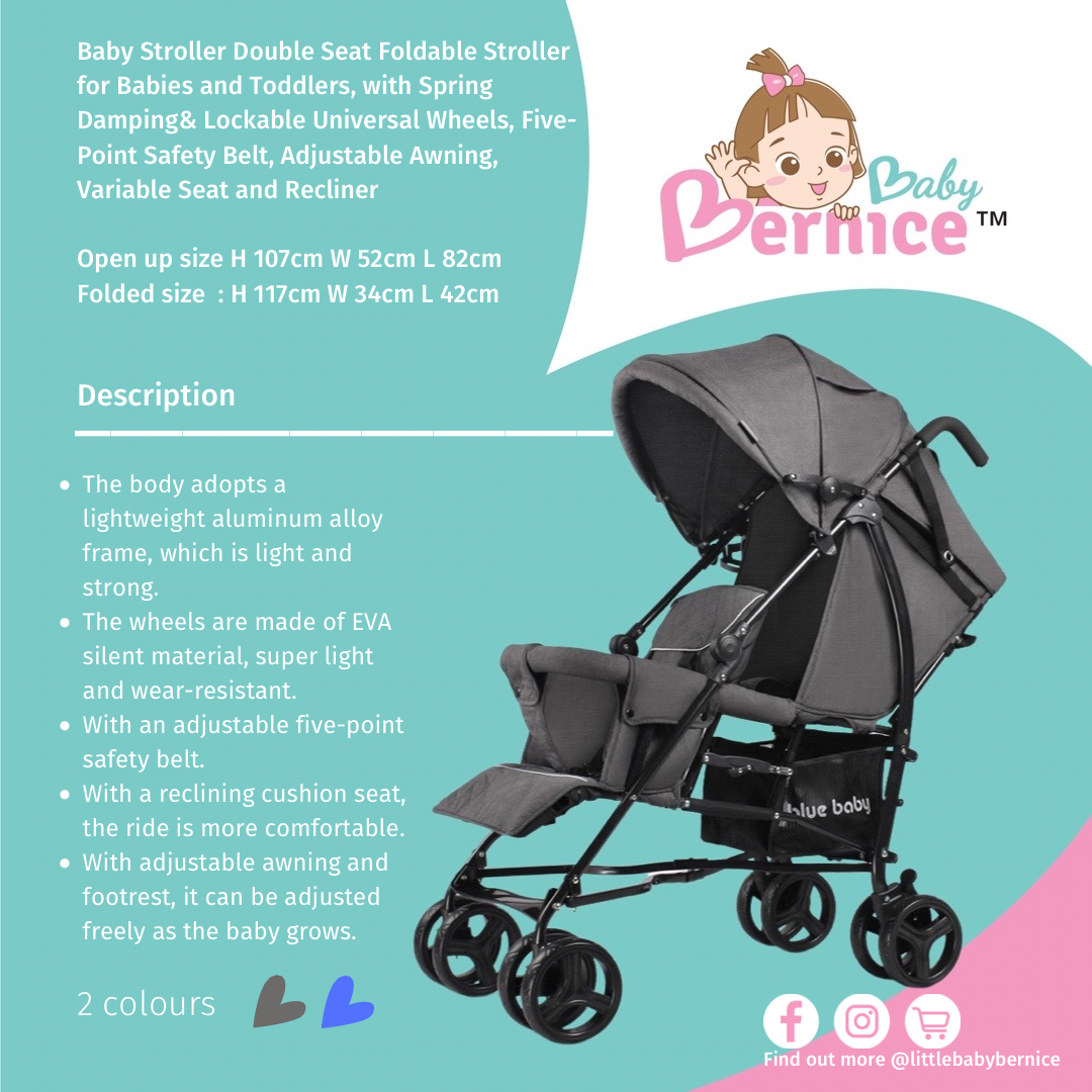 Compact Double Seat Twin Stroller