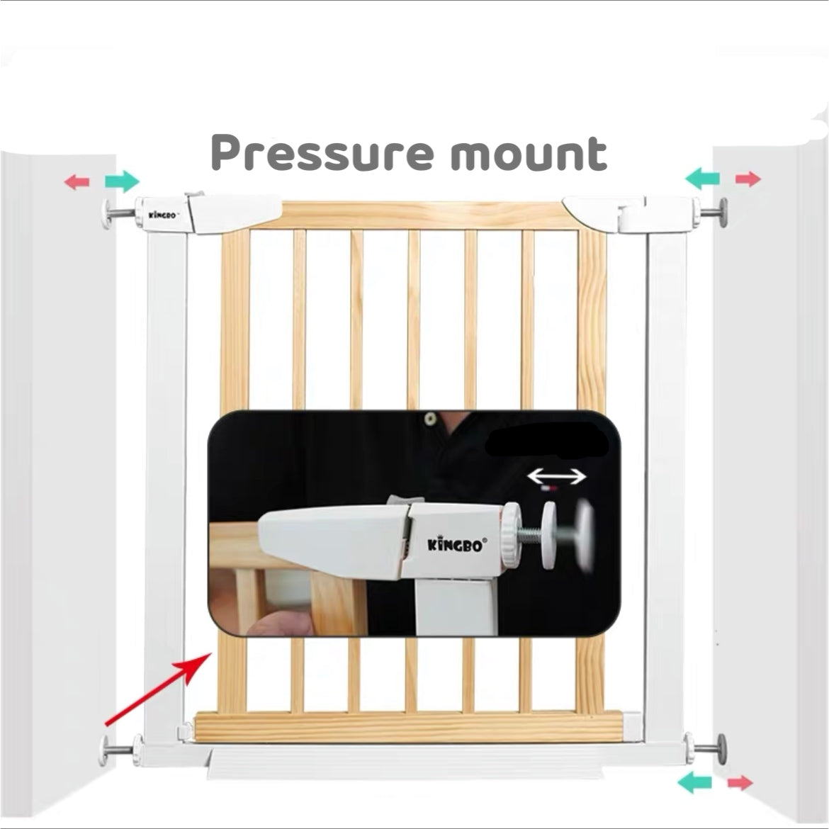 Pine Wood and White Metal Baby Safety Gate / Pets Safety Gate