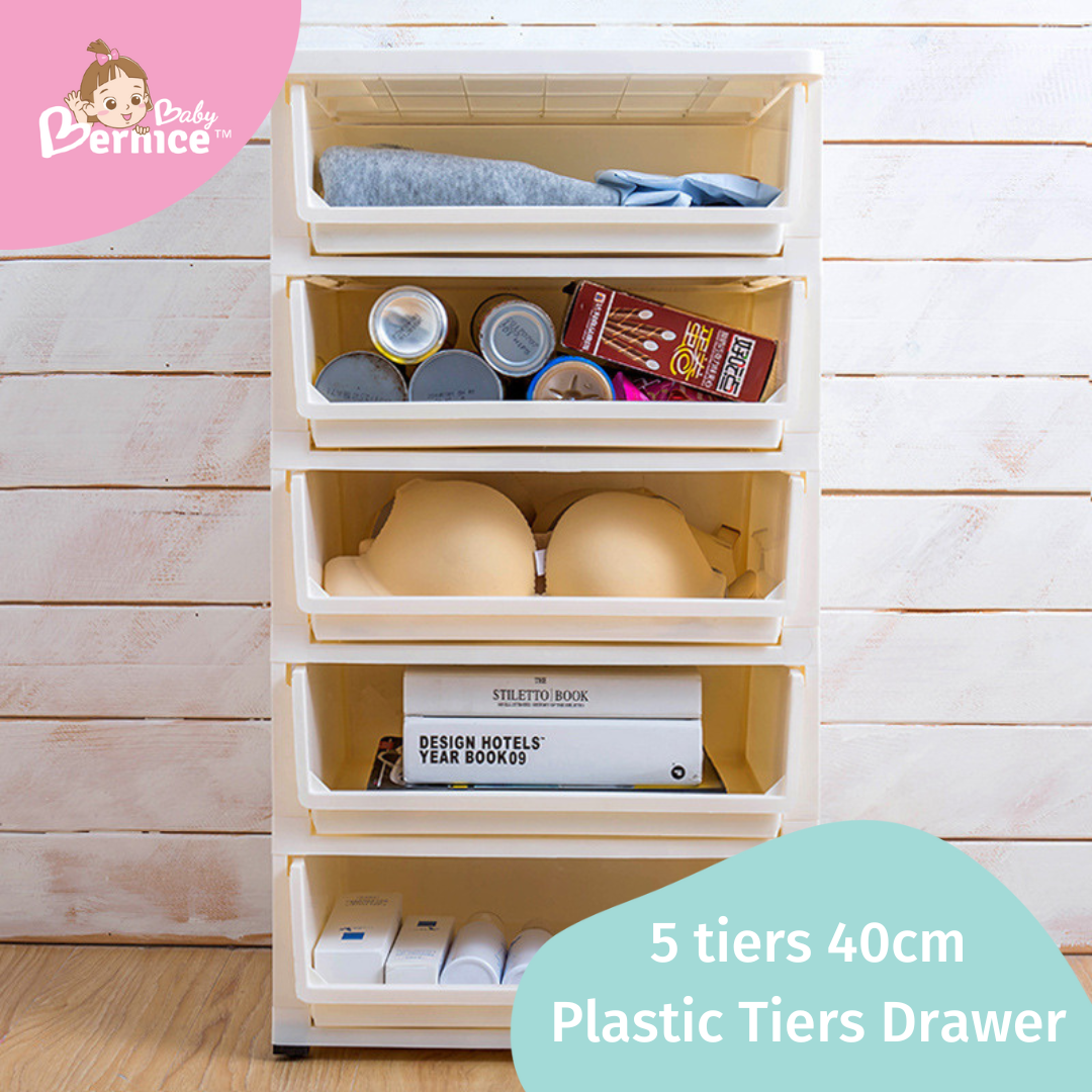 40cm Plastic Cabinet 5 Drawers Storage Dresser   Small Closet Drawers Organizer Unit For Clothes, Toys and Necessities