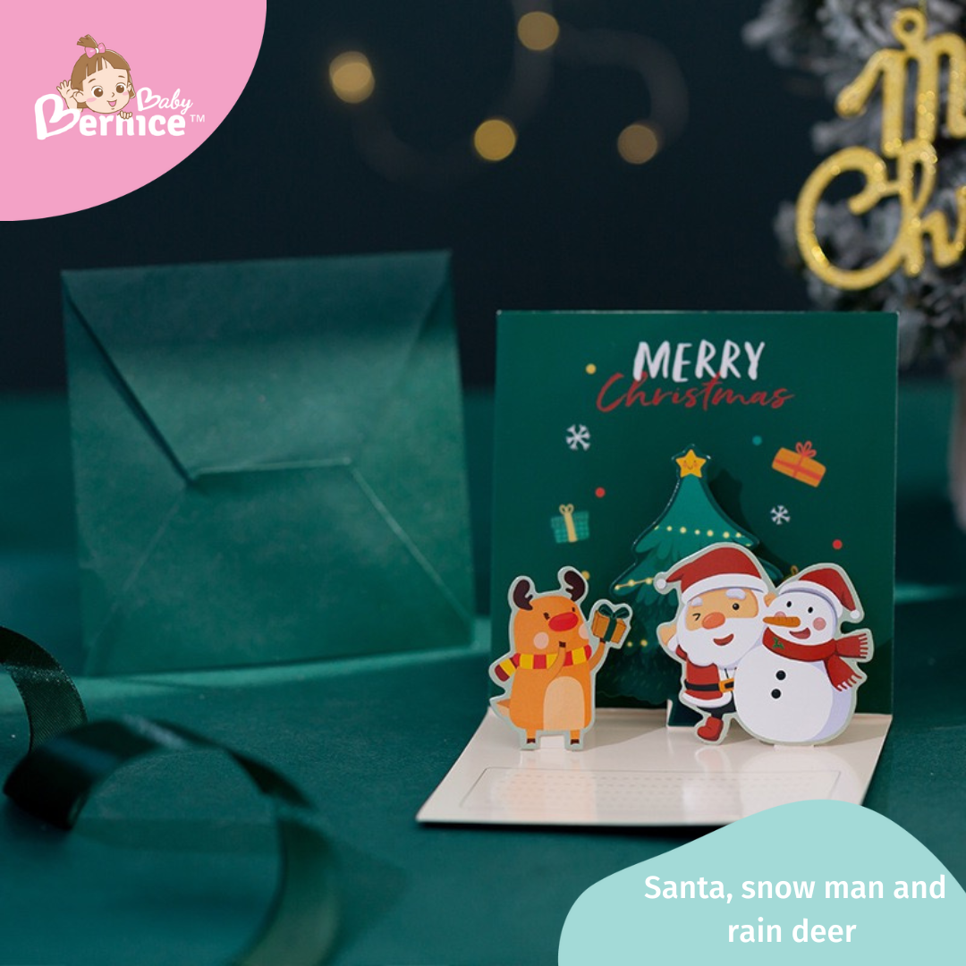 3D three dimensional christmas greeting card with envelope