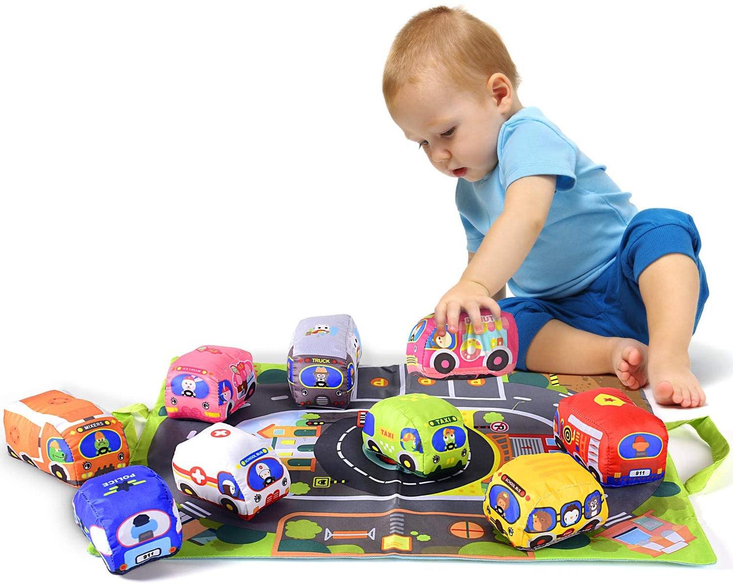 [GREAT GIFT CHOICE] Baby Cloth Cars Toy Set