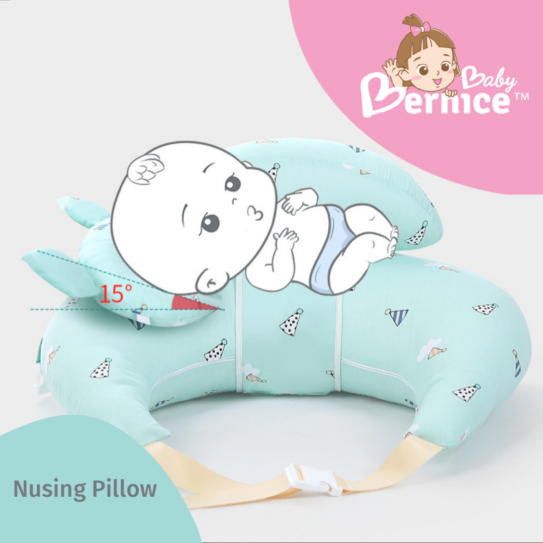 Nursing Pillow and Positioner for Baby Breastfeeding with Detachable Pocket, Head Pillow & Surround Pillow