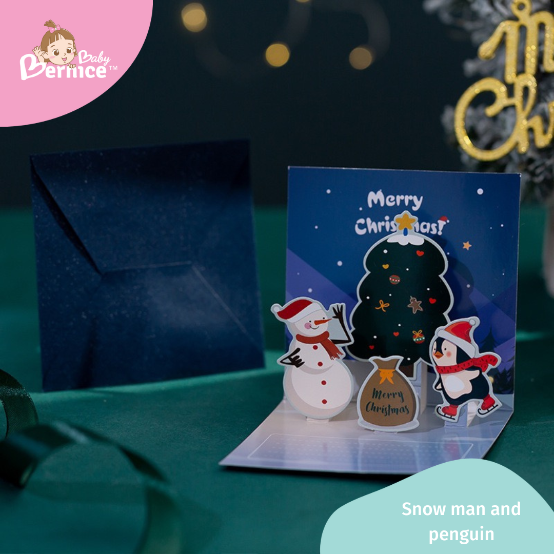 3D three dimensional christmas greeting card with envelope