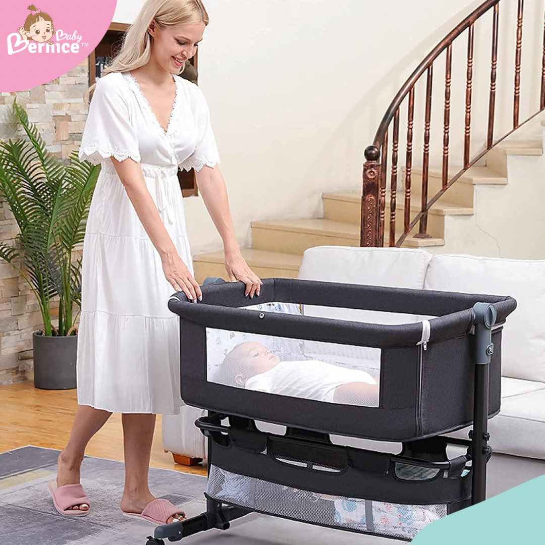 Adjustable Rocking Cot/Side Bed  with wheels  L 90cm W 58-68cm H 80cm Inner cot size L 87cm W 50 cm Depth 32cm