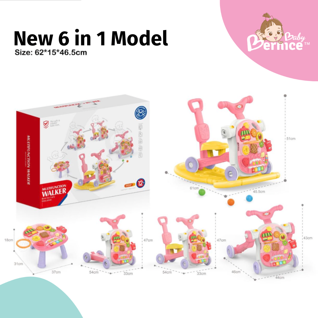 [INSTOCK] NEW MODEL 6 IN 1 PUSH WALKER BABY ACTIVITY WALKER WALK SUPPORT