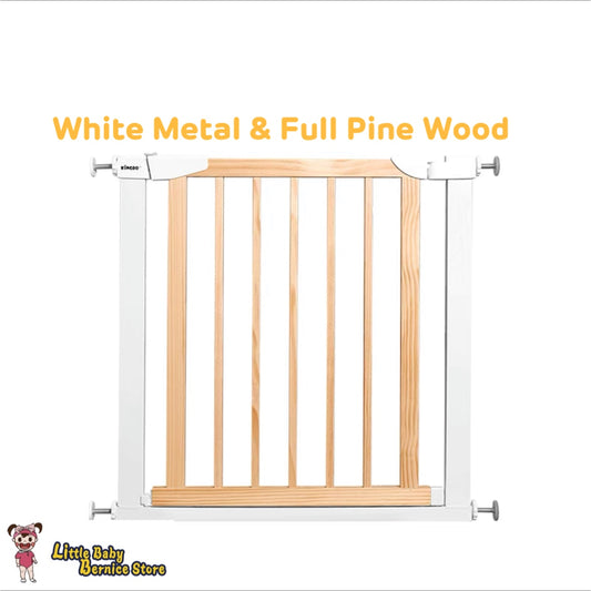 Pine Wood and White Metal Baby Safety Gate / Pets Safety Gate