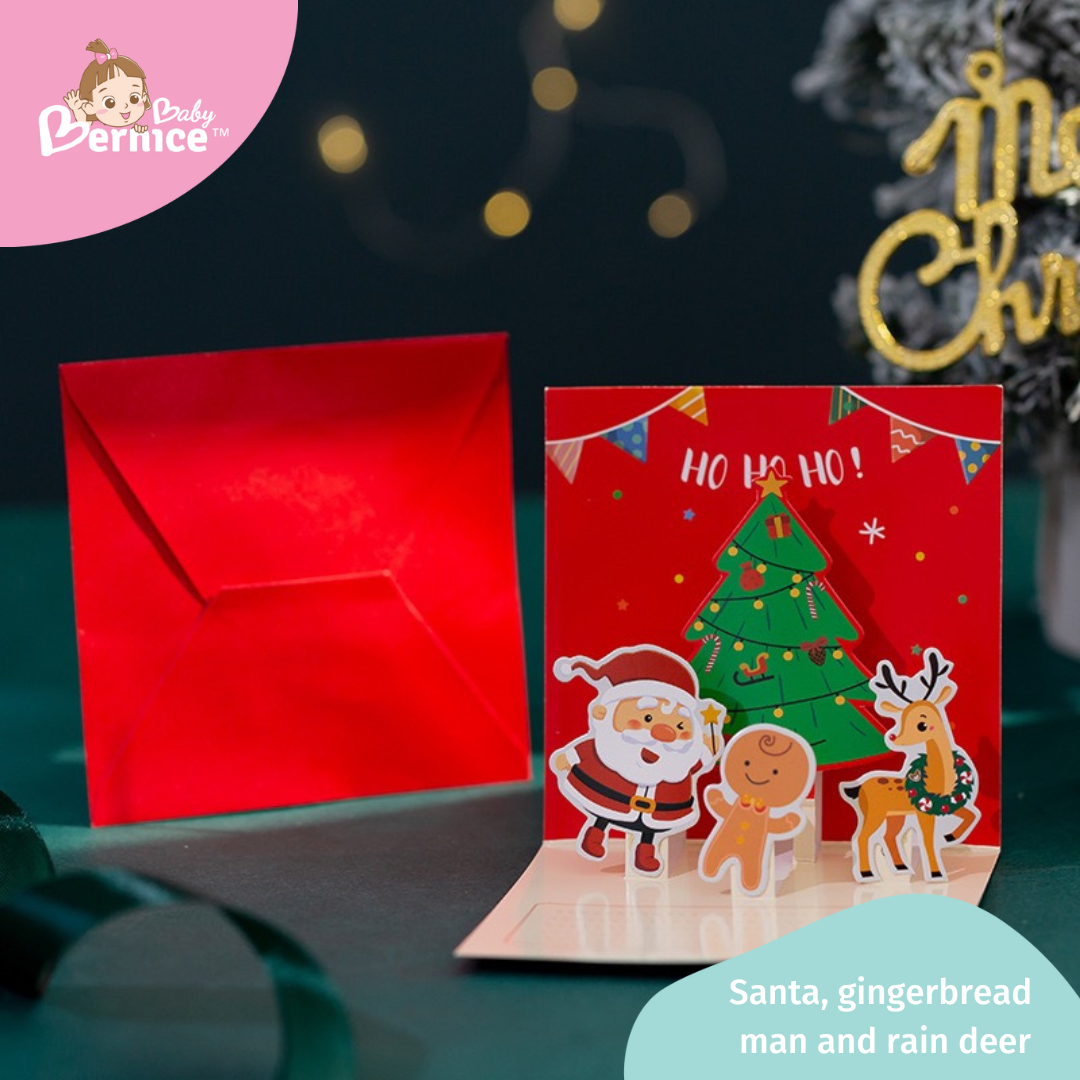 3D three dimensional christmas greeting card with envelope