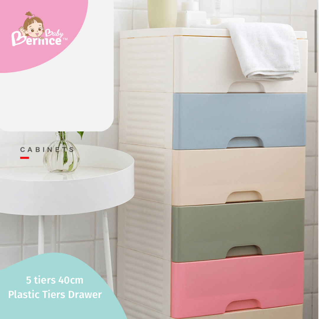 40cm Plastic Cabinet 5 Drawers Storage Dresser   Small Closet Drawers Organizer Unit For Clothes, Toys and Necessities