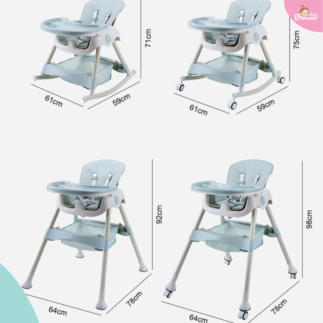 Littlebabybernice Upgraded Foldable Multi-Function High Chair with Rocker Function